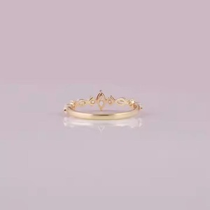 Handmade Design Women's Trendy Gold Engagement <b>Ring</b> with Lab Grown Marquise & Cut Diamond Bezel Setting for Parties Gifts - Product Image 5