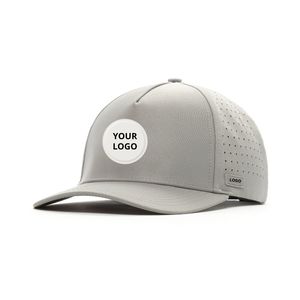 Casquette de golf imperméable à 5 panneaux, avec bande de couture personnalisée, patch en caoutchouc, perforée, réglable, à fermeture snapback, unisexe, vente en gros directe usine - Product Image 1
