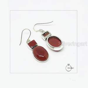 Pendientes de Mujer con Ónice Rojo Natural, Piedra de Nacimiento Genuina, Joyería Hecha a Mano para Boda, Navidad, Pendientes de Plata de Ley 925 - Product Image 2