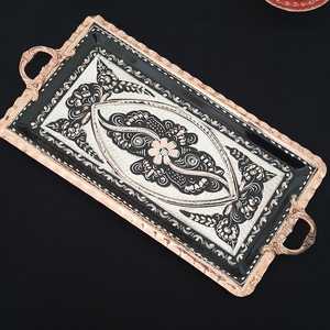 ถาดเสิร์ฟทองแดงแท้พิมพ์ลายสไตล์วินเทจทำด้วยมือพร้อมดีไซน์พื้นเมืองสำหรับตกแต่งบ้าน - Product Image 6