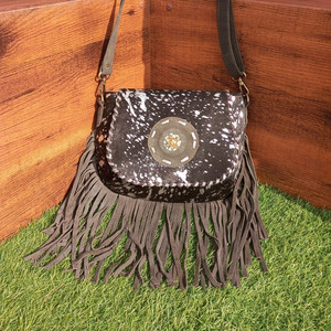 ใหม่ Western ผมบนซ่อนขนหนัง Fringe Designer Concho สลิงกระเป๋าโลหะขนสัตว์หนังนิ่มกระเป๋าหนังสวมใส่ผู้หญิงสลิงกระเป๋า - Product Image 2