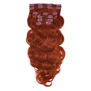Extensions de cheveux humains vierges ondulés à clipser, 8-36 pouces # 350 Cuivre - Product Image 1