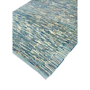 Alfombra de Lana Anudada a Mano Nuray Azul Pae-1348, Diseño Abstracto Rectangular para Sala de Estar y Auto, 9x12 Pulgadas - Product Image 2