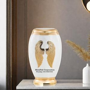 American Style White Cremation Urn with Golden <b>Angel</b> <b>Wings</b> Polished Memorial Funeral Ashes Adults Wholesale Funeral Supplies Jar - Product Image 6