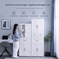 Armoire de rangement en plastique de 58 cm de large, double porte, organisateur de placard, unité de rangement multi-niveaux pour vêtements