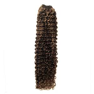 ผมต่อแบบเวฟ 3C Jerry Curly ขนาด 8-28 นิ้ว สีน้ำตาลเข้ม ไฮไลท์สีบลอนด์ธรรมชาติ - Product Image 1