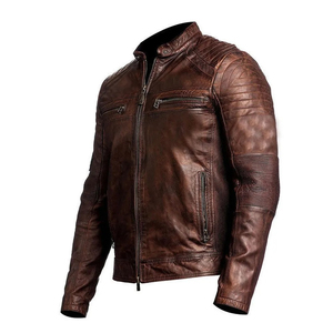 Blousons aviateur en cuir pour hommes OEM vente en gros vêtements personnalisés manches longues capuche avant en cuir pur souple coupe élégante High Street - Product Image 3