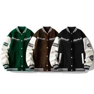 Veste d'université authentique pour hommes en cuir d'agneau véritable en cuir de vachette véritable Conceptions personnalisées disponibles Doublure en toile - Product Image 1