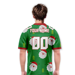 Wholesale <b>Christmas</b> Streetwear <b>T</b>-<b>shirt</b> Unisex Custom Logo Print Team Number Spandex/Polyester V-neck Short Sleeve 180g - Product Image 5