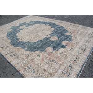 Alfombra Vintage, Alfombra Turca Extra Grande de 9.7x13.7 pies, Alfombra de Lana Azul Marrón Estilo Suroeste - Product Image 2