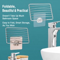 Support mural pour savon en acier inoxydable sans perçage, porte-savon à ventouse avec drainage pour salle de bain