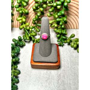 Navajo-<b>Crafted</b> Cultural Collectible Sterling Silver Ring with Pink Opal - Product Image 1