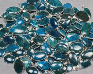 Top qualité en vrac Lot haute poli Cabochon néon Apatite pierre précieuse en vrac Baho Design pendentif pour les femmes bijoux personnalisés en gros - Product Image 5