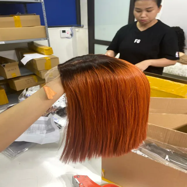 Penjualan terlaris 2023 grosir kutikula selaras rambut manusia Vietnam rambut manusia Virgin wig renda penuh cahaya lembut