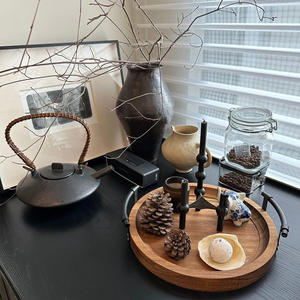 Trusted Supplier Premium Quality Acacia Wood Trays Round Shape Wooden Serving Tray with Metal Handles at Good Price From India - Product Image 6