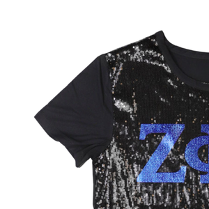 เสื้อยืดแขนยาวผ้าคอตตอน100ปักเลื่อมสำหรับผู้หญิงลาย Zeta phi Beta เสื้อชูชีพสไตล์กรีกลำลองสีดำแวววาว - Product Image 2