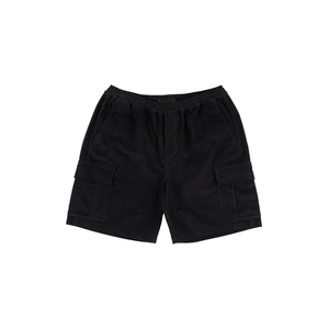 Short cargo noir pour homme, taille élastique, coupe ample, poche utilitaire, été, bas décontracté - Product Image 1