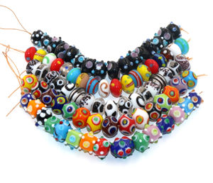 Cuentas de cristal azul hechas a mano, juego de cuentas de fantasía de varios estilos de 5 hebras para fabricación de joyas y decoraciones - Product Image 1