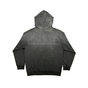 Sweat à capuche zippé sur mesure de luxe, poids lourd, grande taille, avec appliques brodées, couture, lavage à l'acide - Product Image 2