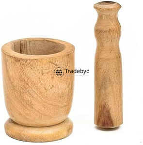 เครื่องบดแบบครกและสากทำจากไม้แท้ใช้สำหรับยาสมุนไพร - Product Image 6