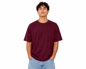 เสื้อยืดผ้าฝ้าย100% หรูหราสำหรับผู้ชายบอร์โดซ์ที่ได้รับแรงบันดาลใจจากบ็อกซีมีความหนาแน่น220แกรมกันการเกิดคราบ - Product Image 1