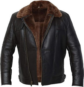 Veste en cuir d'hiver décontractée pour hommes coupe ajustée fermetures à glissière robustes coutures de qualité supérieure durables imperméables respirantes - Product Image 4