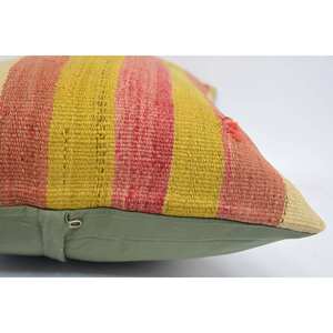 Multicolor Wool Kilim <b>18x18</b> Inch Decorative Accent Pillow Woven with Vintage Fluffy Leaves Pattern Fluffy Accent Cushion - Product Image 5