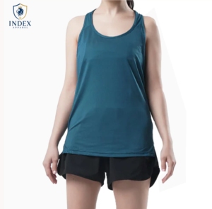 Camiseta sin mangas de punto liso color verde azulado para mujer de Index Apparel, cuello redondo, transpirable, informal, de longitud regular, para hacer ejercicio. - Product Image 1