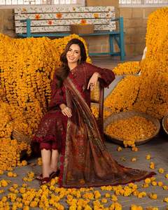 2024 nouveautés qualité supérieure décontracté pakistanais indien femmes Salwar Kameez robes de pelouse ODM 1991 en coton de soie de Viscose - Product Image 5