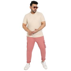 Vente en gros, logo personnalisé, OEM, pantalon cargo avec ceinture de couleur rose pour hommes, pantalon cargo relax de coupe - Product Image 3