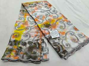 Tissu voile en coton peigné de haute qualité, respirant, broderie traditionnelle multicolore, thoub pour femmes, lafaya, thoub soudanais - Product Image 4