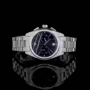 Montre de luxe à mouvement mécanique ETA, acier inoxydable, cadran analogique, verre 18 mm, design moderne, diamants cultivés en laboratoire, cadeau parfait pour homme - Product Image 4