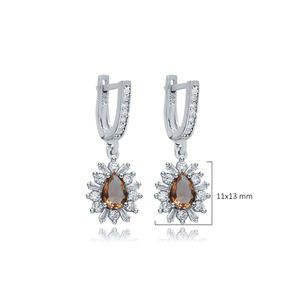 Pendientes Colgantes de Sultanita en Forma de Pera con Piedra CZ, Plata de Ley 925, Joyería Turca Hecha a Mano al por Mayor - Product Image 2