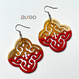Pendientes colgantes de plata hechos a mano de Vietnam con patrón rojo grabado Vintage boda moda accesorio regalo-personalizado al por mayor - Product Image 2