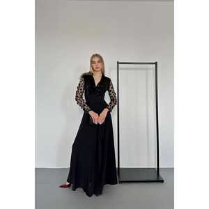 Wholesale <b>Black</b> Jumpsuit with Sheer <b>Tulle</b> Sleeves and Skirt - Product Image 3