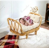 Neugeborene Fotografie Prop Schlafzimmer Full Size Bambus Wicker Schlaf bett Montessori Boden Kleinkind Bett rahmen Rattan und Bambus Krippe