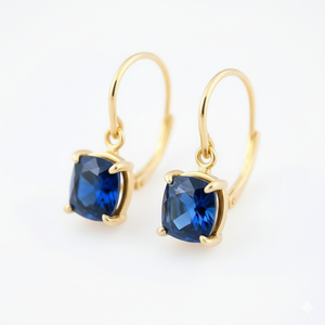 925 <b>Sterling</b> <b>Silver</b> Blue Hydro 10mm Cushion Earrings 18K Gold Plated Handmade Fashion Jewelry for Women Gemstone Jewellery - Product Image 1