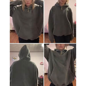 Sweat à capuche oversize en coton lourd, vintage, lavé, pour couples, streetwear - Product Image 5