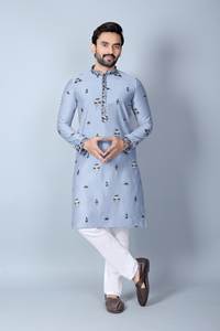 Elegante Conjunto de Kurta de Seda Chanderi Estilo 'Salman' para Fiestas y Festivales - Product Image 1