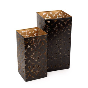 เชิงเทียนโลหะสองสีงานแฮนด์เมดโคมไฟคริสมาสต์เชิงเทียนไม้สำหรับตกแต่งบ้าน - Product Image 2