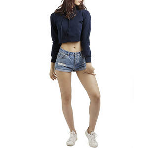 Sudadera Corta para Mujer, Última Moda, Transpirable, Tejida para Invierno, con Logotipo Personalizado Impreso, MOQ Bajo, Venta al Por Mayor - Product Image 5