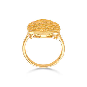 Bague signet pour homme en acier inoxydable doré avec emblème royal - Product Image 4