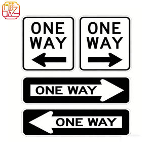 Señal de Tráfico Unidireccional - Señal de Dirección Reflectante Blanca y Negra para Uso en Interiores/Exteriores (Opciones de Flecha Izquierda/Derecha) - Product Image 1