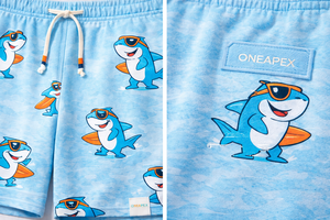 Pantalones Cortos de Playa Personalizados para Hombre – Pantalones Cortos Casuales Estampados con Cordón en la Cintura Elástica (Azul Claro) - Product Image 5