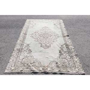 พรมวินเทจตุรกี ขนาด 5.3x8.8 ฟุต (163x268 ซม.) พรมลายปะติดสีเทา - Product Image 1