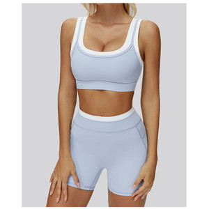 Soutien-gorge de Yoga sans couture respirant léger pour femmes Push-Up amovible rembourré asymétrique cou entrecroisé bretelles haut de sport avant - Product Image 1