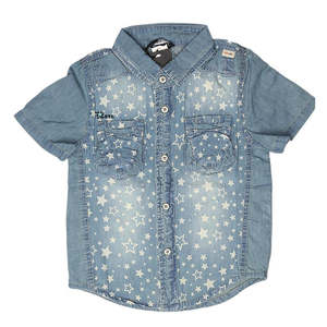 Camisa de Mezclilla de Manga Corta para Niños - Azul Claro - Product Image 1
