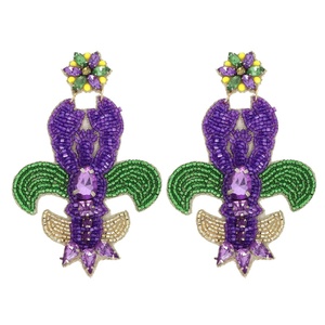 Pendientes de festival de moda para mujer con bordado de cuentas artísticas elaborado con cuentas de vidrio 100% para un aspecto elegante - Product Image 1