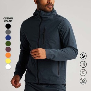 Conjunto de dos piezas personalizado de poliéster para hombre, cortavientos transpirable con capucha y cremallera, tejido de rizo corto, estilo informal para primavera - Product Image 3