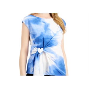 Top in Chiffon Blu da Donna Alfani con Laccio Laterale, Maniche a Cappuccio e Collo Gioiello, Taglia L - Realizzato in Rayon - Product Image 5